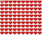 100 kupa, yüz kalpleri Sevgililer Günü kutlamak için
